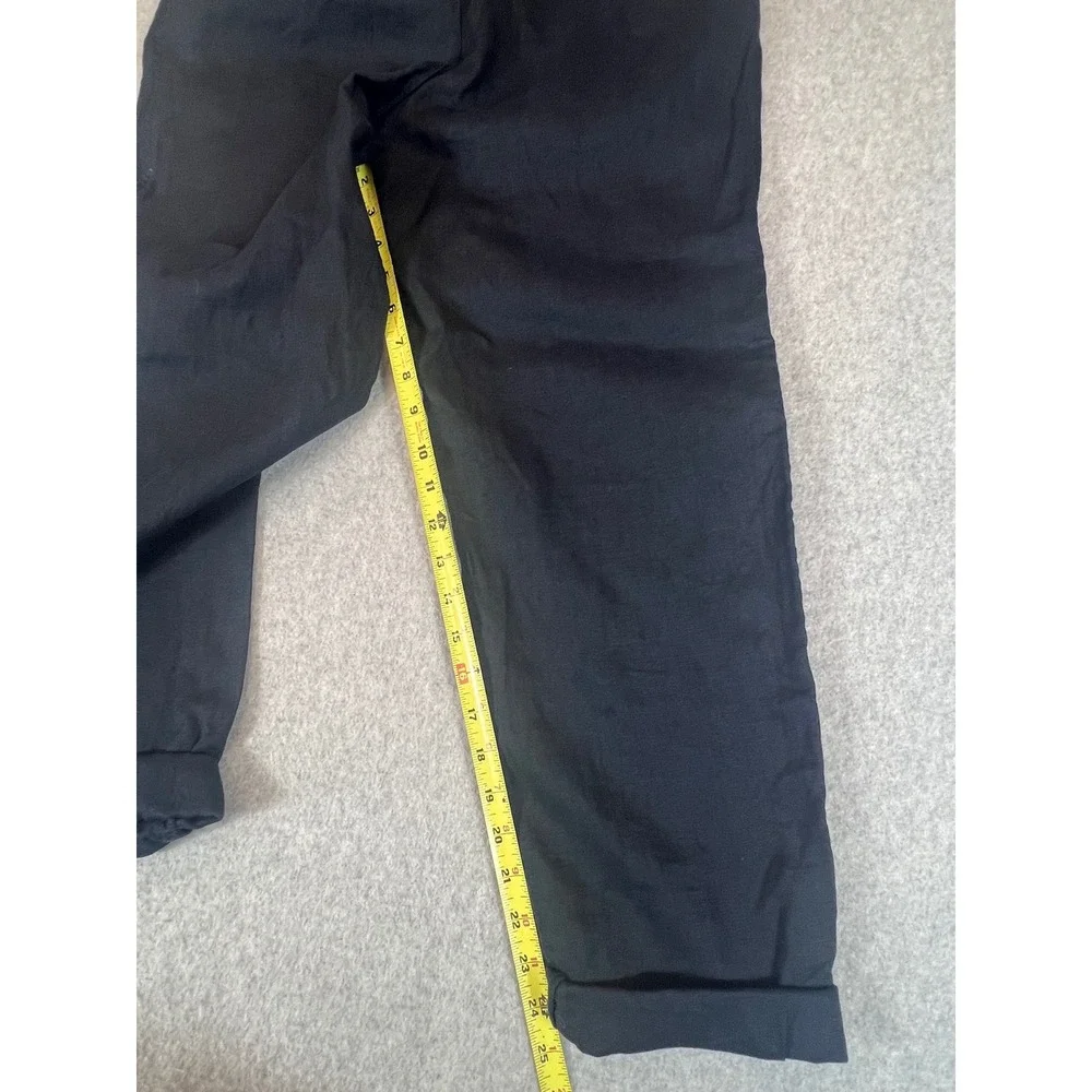 H&M Premium Selection Linen Pants Women Small Black Elastic Drawstring NEW